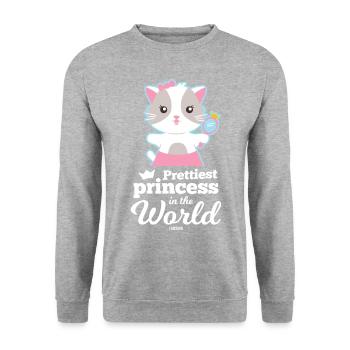 Princess Cats Pet Cat Mama - Unisex Sweatshirt - salt & pepper - Front - Alina (178cm) & Michal (187cm)