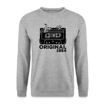Year of birth 1954 Cassette 1954 Birthday 1954 - Unisex Sweatshirt - salt & pepper - Front - Alina (178cm) & Michal (187cm)