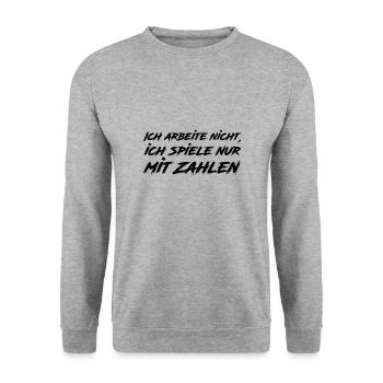 Ich arbeite nicht ich spiele mit Zahlen Lustig - Unisex Pullover - Weißgrau meliert - Vorne - Alina (178cm) & Michal (187cm)