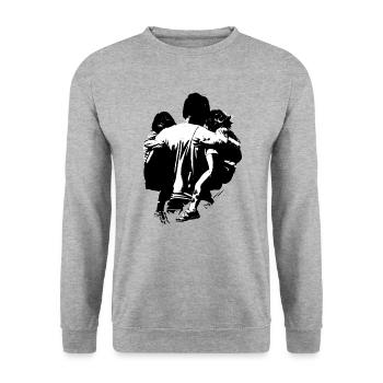 Dad Daughter Father Child Pride - Unisex Sweatshirt - salt & pepper - Front - Alina (178cm) & Michal (187cm)