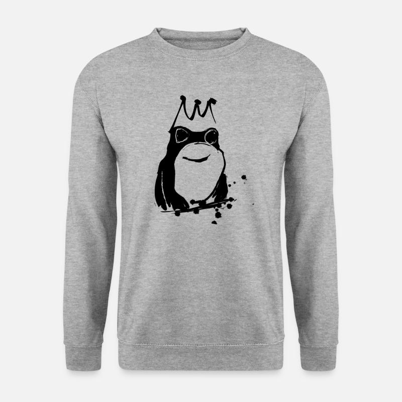 frog,black, illustration, stencil,frog prince - Unisex Sweatshirt - salt & pepper