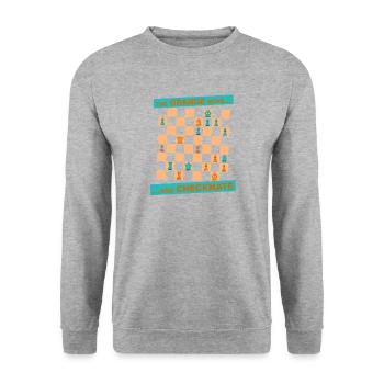 Die ORANGE Bewegung ... und CHECKMATE - Anastasia - Unisex Pullover - Weißgrau meliert - Vorne - Alina (178cm) & Michal (187cm)