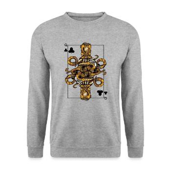 Octopus Steampunk Card Game Cross Queen Poker - Unisex Sweatshirt - salt & pepper - Front - Alina (178cm) & Michal (187cm)