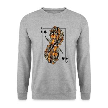 Rhino Steampunk Card Game Spades Jack Poker - Unisex Sweatshirt - salt & pepper - Front - Alina (178cm) & Michal (187cm)