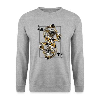 Scorpio Steampunk Card Game Clubs Jack Poker - Unisex Sweatshirt - salt & pepper - Front - Alina (178cm) & Michal (187cm)