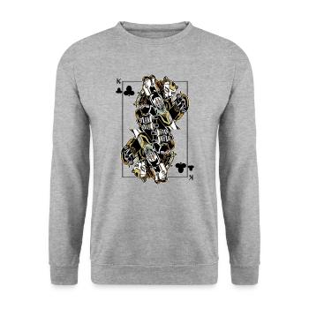 Panther Steampunk Jeu de Cartes Clubs Roi Poker - Sweat-shirt Unisexe - gris chiné - Devant - Alina (178cm) & Michal (187cm)