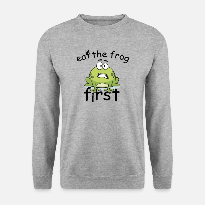 Eat The Frog First - Unisex Pullover - Weißgrau meliert