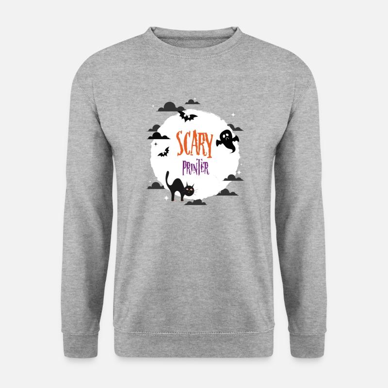 Gruseliger Drucker - Unisex Pullover - Weißgrau meliert