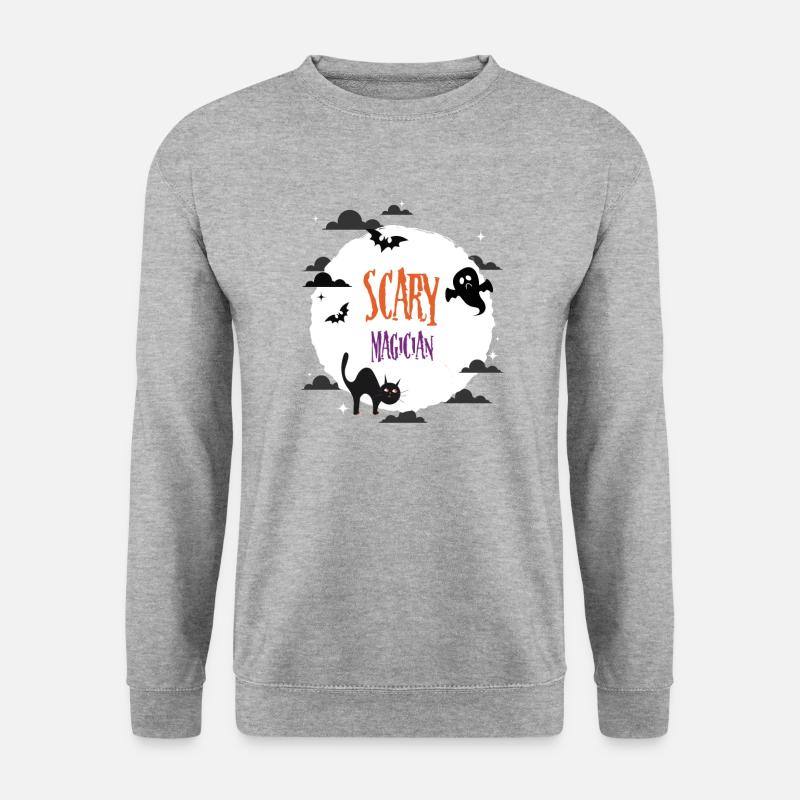 Gruseliger Magier - Unisex Pullover - Weißgrau meliert