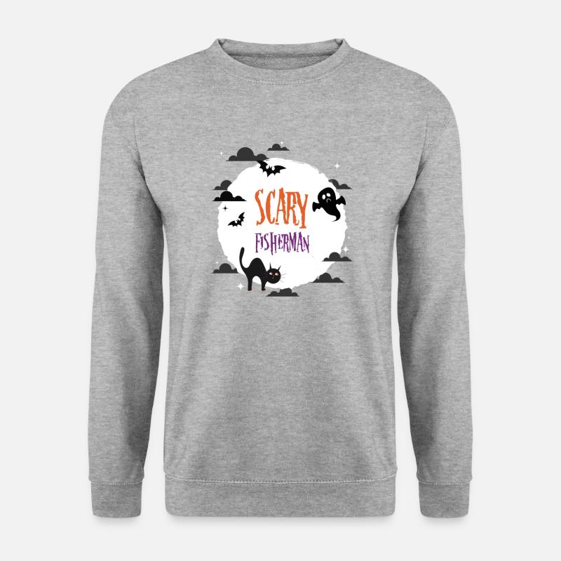 Gruseliger Fischer - Unisex Pullover - Weißgrau meliert