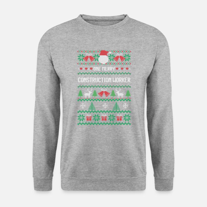 Ein fröhlicher Bauarbeiter - Unisex Pullover - Weißgrau meliert