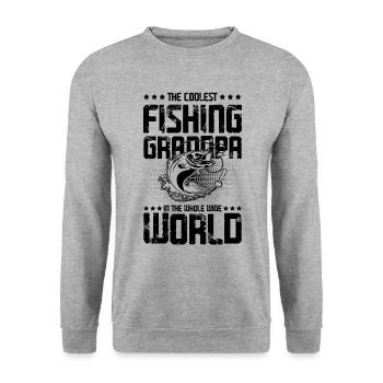 pêche grandpa - Sweat-shirt Unisexe - gris chiné - Devant - Alina (178cm) & Michal (187cm)