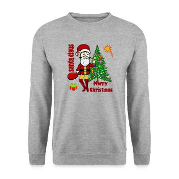 Joyeux Noël Saint-Nicolas sous le sapin de Noël - Sweat-shirt Unisexe - gris chiné - Devant - Alina (178cm) & Michal (187cm)