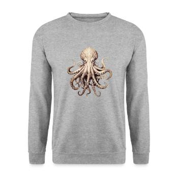 Octopus - stylish, modern, abstract - Kraken - Unisex Sweatshirt - salt & pepper - Front - Alina (178cm) & Michal (187cm)