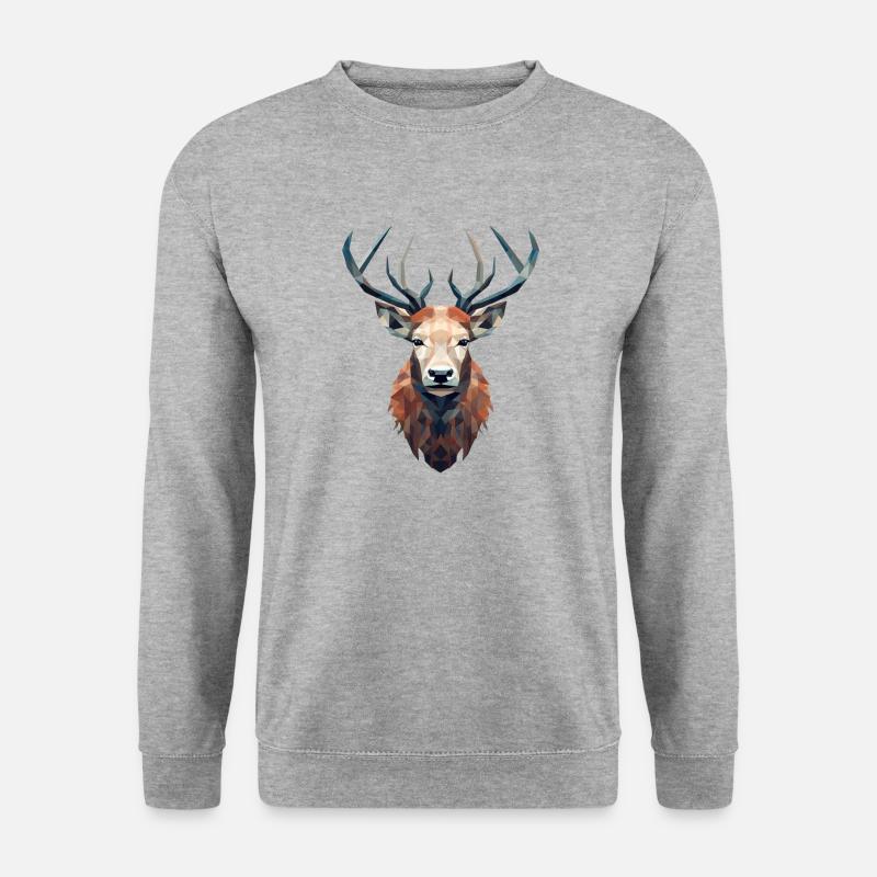 Hirsch - stylish, modern, abstrakt - Hirschkunst - Unisex Pullover - Weißgrau meliert
