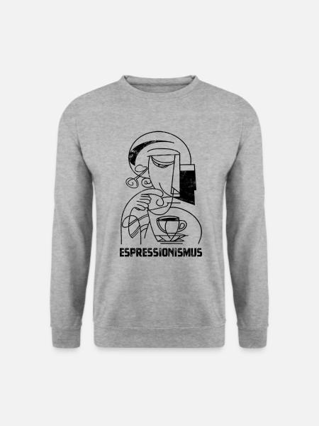 Espressionismus - Espresso - Kaffee trinken - Unisex Pullover - Weißgrau meliert