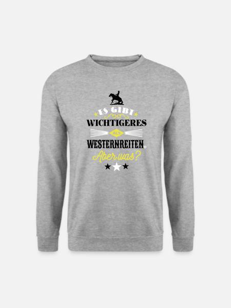 Was gibt es wichtigeres als Westernreiten? 3C - Unisex Pullover - Weißgrau meliert