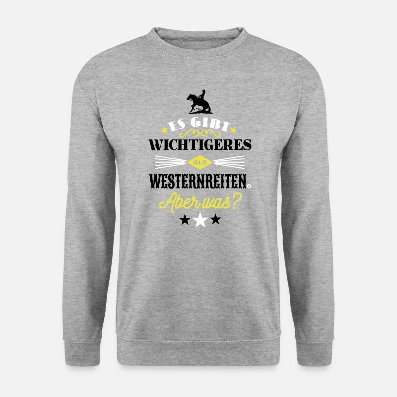 Was gibt es wichtigeres als Westernreiten? 3C - Unisex Pullover - Weißgrau meliert