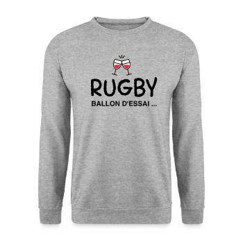 Rugby alcool humour - Sweat-shirt Unisexe - gris chiné - Devant - Alina (178cm) & Michal (187cm)