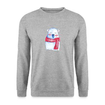 Winter Bear / Snow Bear - X Mas & Christmas print - Unisex Sweatshirt - salt & pepper - Front - Alina (178cm) & Michal (187cm)