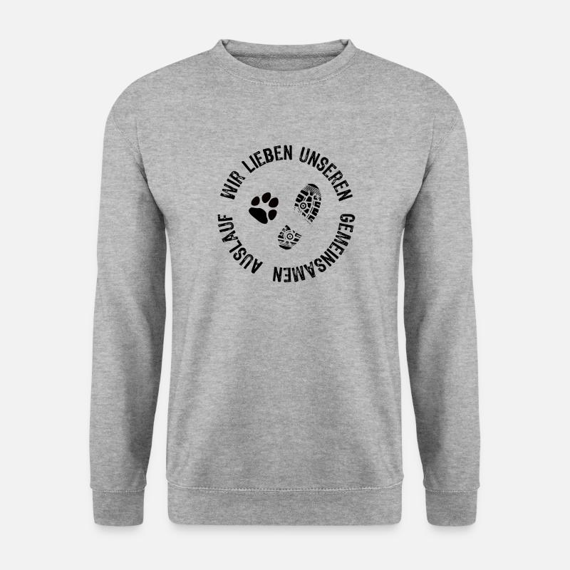 Joggen mit Hund - Laufen - Lauftraining - Unisex Pullover - Weißgrau meliert