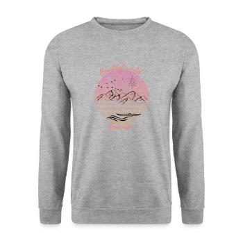 The Lake at mountain pink - Unisex Sweatshirt - salt & pepper - Front - Alina (178cm) & Michal (187cm)