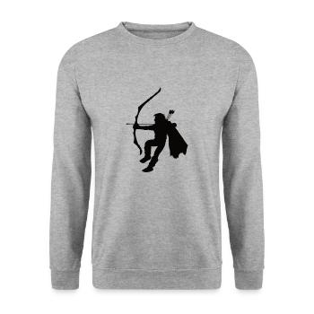 Waldläufer Silhouette, Rollenspieler Silhouette - Unisex Pullover - Weißgrau meliert - Vorne - Alina (178cm) & Michal (187cm)