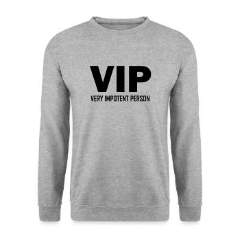 VIP, personne très impuissante, drôle, plaisanter - Sweat-shirt Unisexe - gris chiné - Devant - Alina (178cm) & Michal (187cm)
