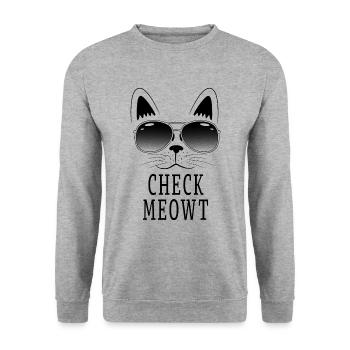 Check Me Out Meow Meowt Lunettes de soleil marrantes Cool K - Sweat-shirt Unisexe - gris chiné - Devant - Alina (178cm) & Michal (187cm)