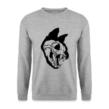 Cat Skull Halloween - Sweat-shirt Unisexe - gris chiné - Devant - Alina (178cm) & Michal (187cm)