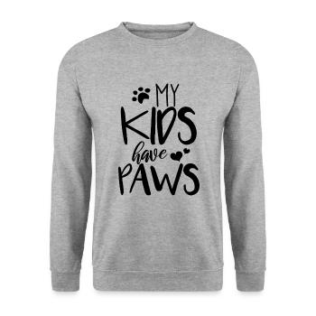 My Kids have Paws - schwarz - Unisex Pullover - Weißgrau meliert - Vorne - Alina (178cm) & Michal (187cm)