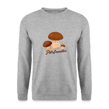 pilzfamilie,pilze,steinpilze,pilze - Unisex Pullover - Weißgrau meliert - Vorne - Alina (178cm) & Michal (187cm)
