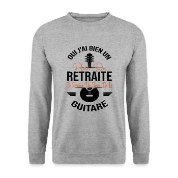 Drôle Cadeau Pour Un Homme Retraité Musique Guitar - Sweat-shirt Unisexe - gris chiné - Devant - Alina (178cm) & Michal (187cm)