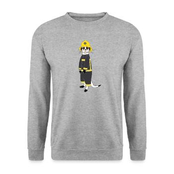 Funny Meerkat Fireman - Unisex Sweatshirt - salt & pepper - Front - Alina (178cm) & Michal (187cm)