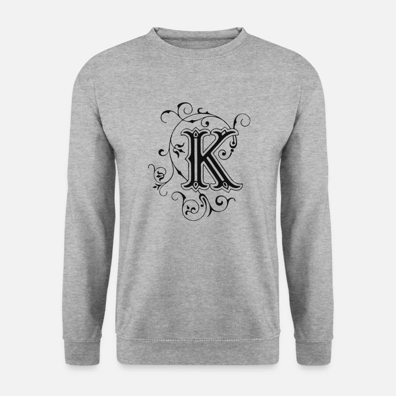 Buchstabe-K-Verzierung - Unisex Pullover - Weißgrau meliert