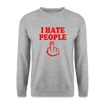 I hate people - Unisex Sweatshirt - salt & pepper - Front - Alina (178cm) & Michal (187cm)
