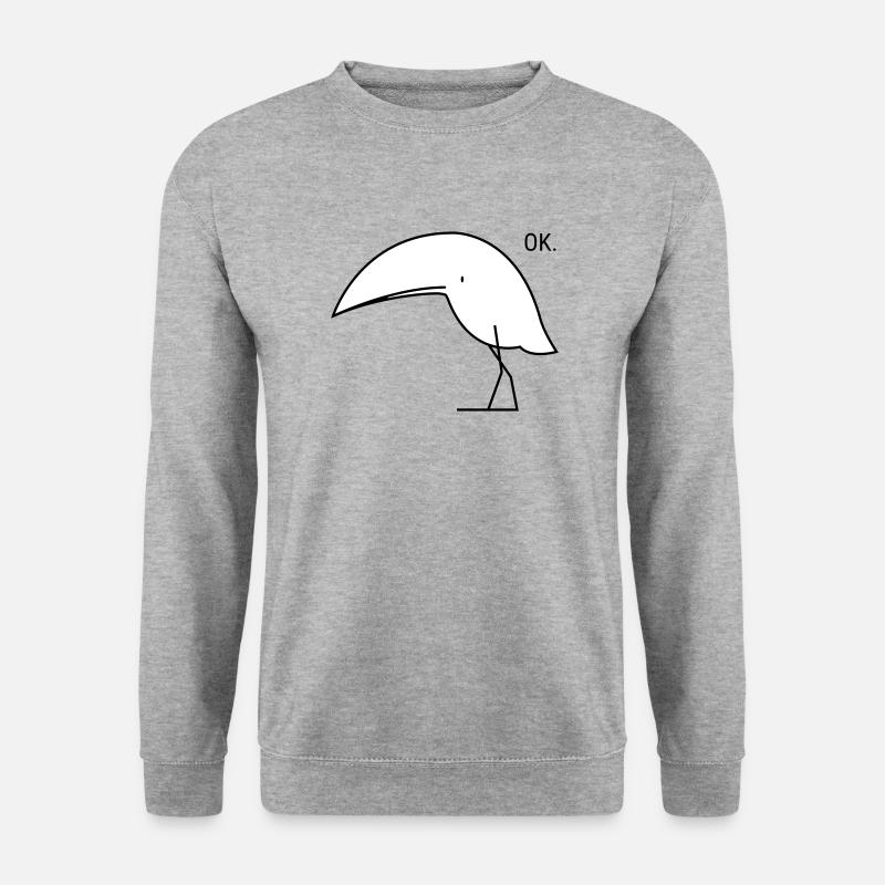 Lustiger OK Vogel - Unisex Pullover - Weißgrau meliert