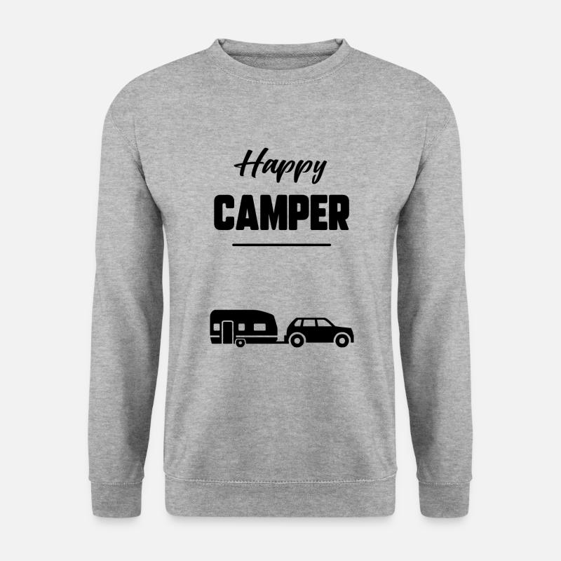 Glücklicher Camper - Unisex Pullover - Weißgrau meliert