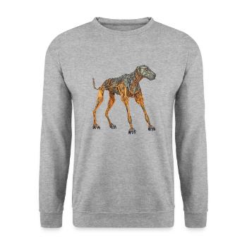 Doberman Cyborg Dog in Orange - Unisex Sweatshirt - salt & pepper - Front - Alina (178cm) & Michal (187cm)