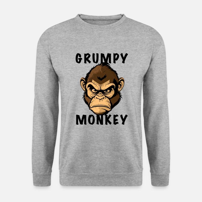 GRUMPY MONKEY - Unisex Pullover - Weißgrau meliert