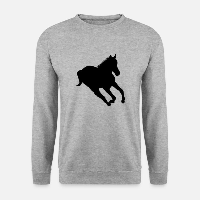 Rennendes Pferd - Wildpferd - Unisex Pullover - Weißgrau meliert
