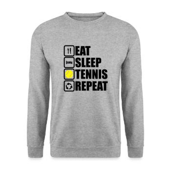eat sleep tennis repeat - Unisex Sweatshirt - salt & pepper - Front - Alina (178cm) & Michal (187cm)