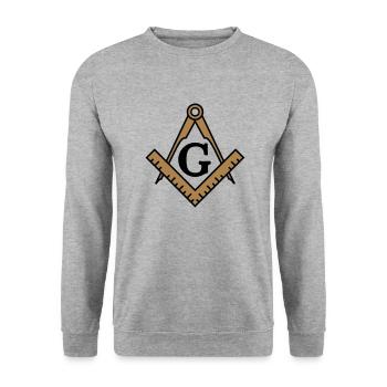Freimaurer Symbol, Zirkel, Winkel, Gott, Geometrie - Unisex Pullover - Weißgrau meliert - Vorne - Alina (178cm) & Michal (187cm)