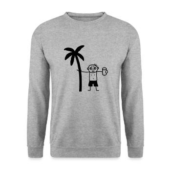 Party unter Palmen - Unisex Pullover - Weißgrau meliert - Vorne - Alina (178cm) & Michal (187cm)