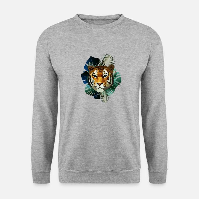 poly tiger jungle blue-isch - Unisex Pullover - Weißgrau meliert