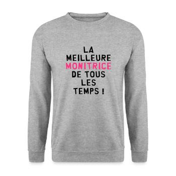Moniteur / Monitrice / Mono / Formation / Ski - Sweat-shirt Unisexe - gris chiné - Devant - Alina (178cm) & Michal (187cm)