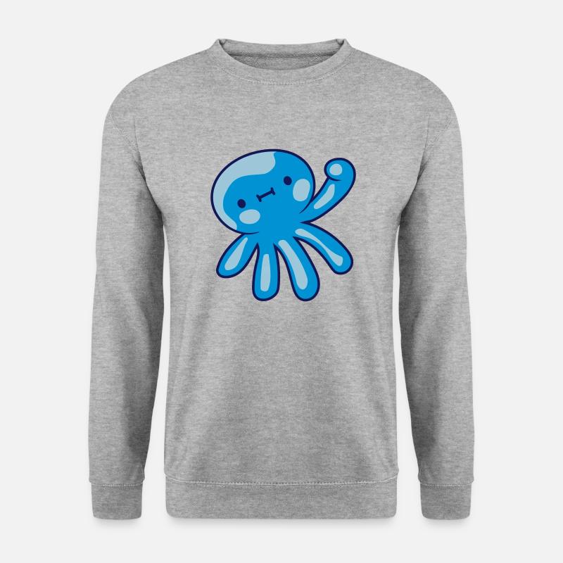 Suesser winkender Tintenfisch - Unisex Pullover - Weißgrau meliert