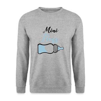 patron de biberon - Sweat-shirt Unisexe - gris chiné - Devant - Alina (178cm) & Michal (187cm)