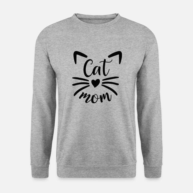Cat mom - Unisex Pullover - Weißgrau meliert