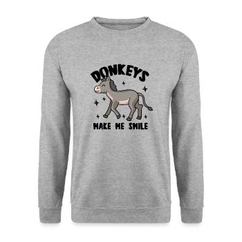 Bauernhof Tier Esel Niedlich Maultier Natur - Unisex Pullover - Weißgrau meliert - Vorne - Alina (178cm) & Michal (187cm)